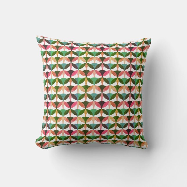 Coussin Vert rose Jaune et Orange Motif moderne (Recto)