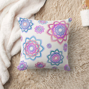 Coussin Vert rose pastel minimaliste lotus coloré