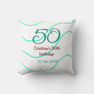Coussin Vert rouge 50 anniversaire ajouter nom date p