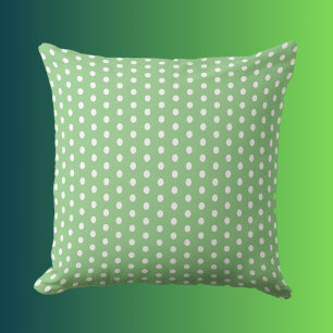 Coussin Vert sauge à pois blancs