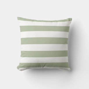 Coussin Vert sauge clair et rayures blanches