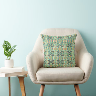 Coussin Vert sauge de luxe géométrique tribal sans couture
