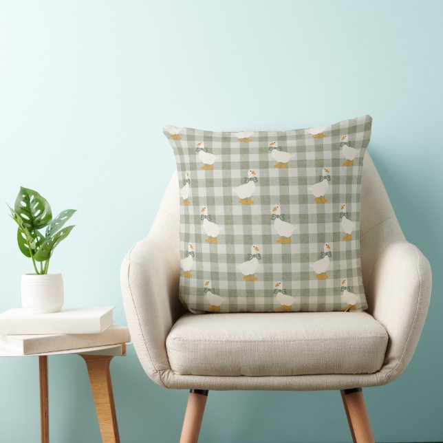 Coussin Vert sauge Gingham Oie Vichy écossais Nursery (Chaise)