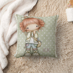 Coussin Vert sauge Mauve poussiéreux Rose tendre Tache de