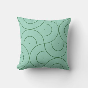 Coussin Vert sauge moderne abstrait géométrique arqué conc