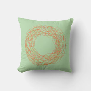 Coussin Vert sauge moderne et psychédélique orange
