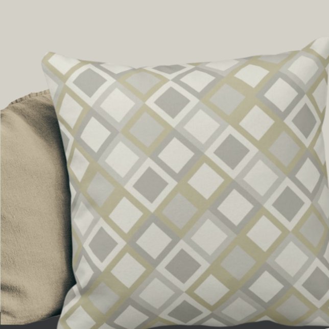 Coussin Vert sauge & motif géométrique gris (Créateur téléchargé)