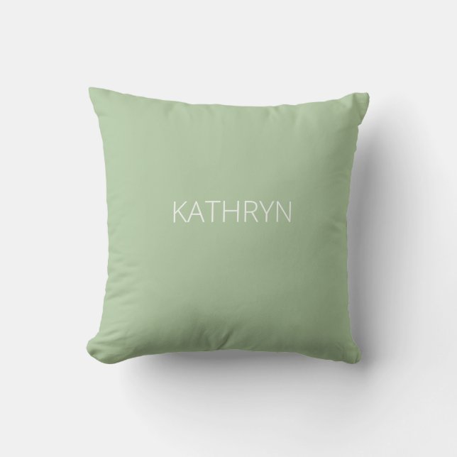 Coussin vert sauge naturel solide (Recto)