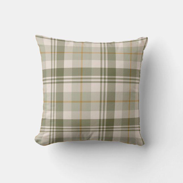 Coussin Vert sauge neutre carreau (Recto)