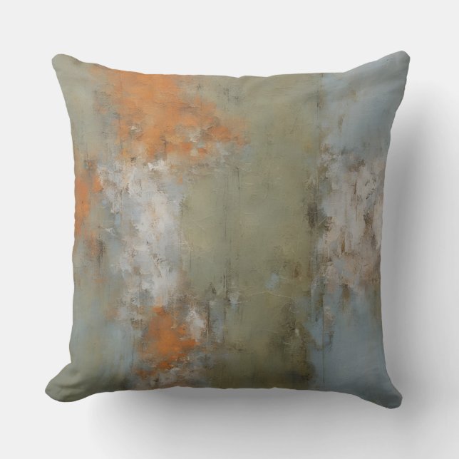 Coussin Vert sauge Orange Bleu clair Abstrait (Recto)