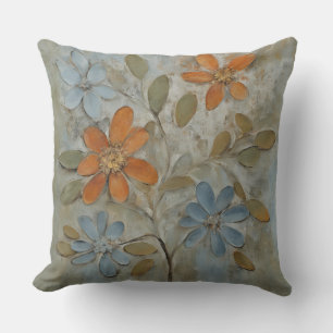 Coussin Vert sauge Orange Bleu Floral