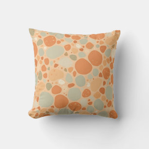 Coussin Vert sauge pêche Motif galet abstrait organique