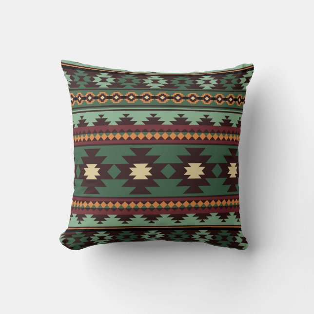Coussin Vert tribal du sud-ouest (Recto)
