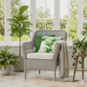 Coussin Vert tropicale Aquarelle botanique Feuille