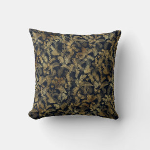 Coussin Vert tropicale moderne Bleu Gold Foliage