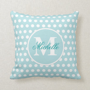 Coussin vert turquoise de monogramme de point de