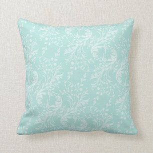 Coussin vert turquoise de motif de damassé de