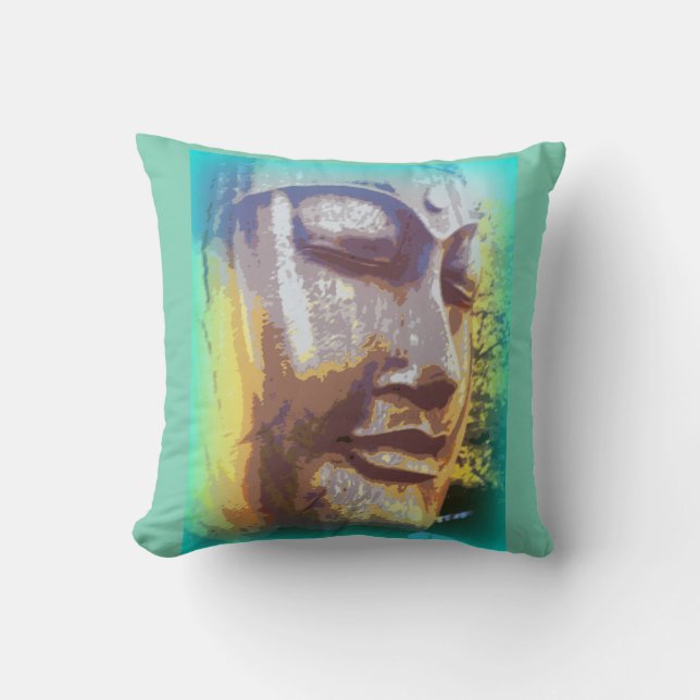 Coussin Vert visage bouddha (Recto)