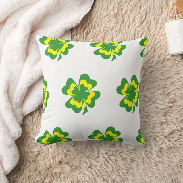 Coussin Verte jaune quatre feuilles Clover minimal (Couverture)