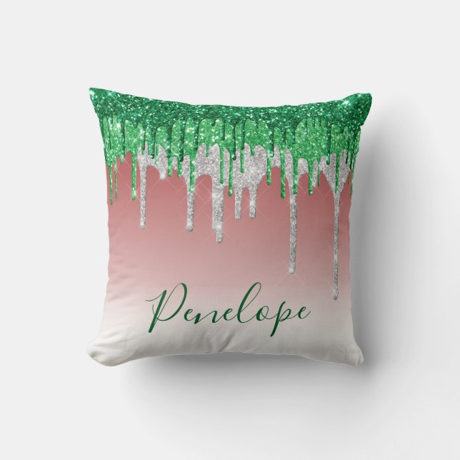 Coussin Verte Silver Red Parties scintillant Drift Élégant (Recto)