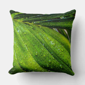 Coussin Verts tropicaux avec gouttes de pluie