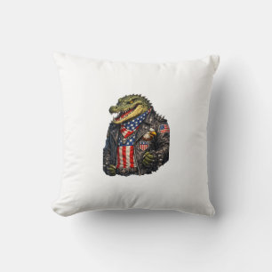 Coussin Veste en cuir de motard d'alligator patriotique fé