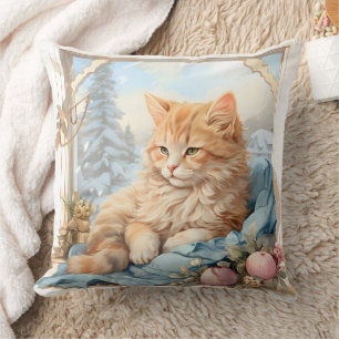 Coussin Vêtements bleu Kitten orange