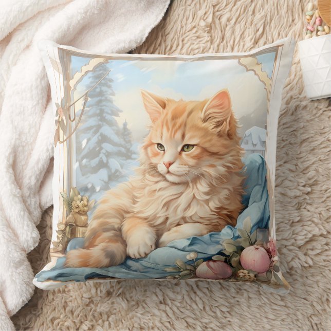 Coussin Vêtements bleu Kitten orange (Couverture)