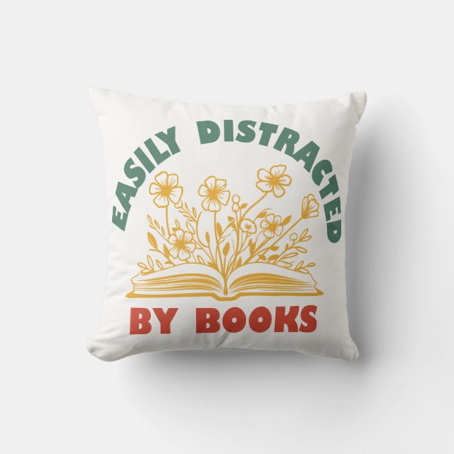 Coussin Vêtements De Livres Drôle Facilement Distrait Par  (Recto)