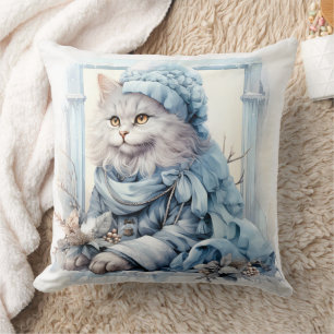 Coussin Vêtements victoriens bleus gris Kitten