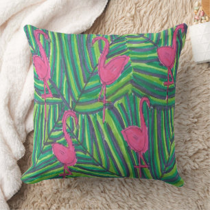 Coussin Vibe de jungle de Flamant rose