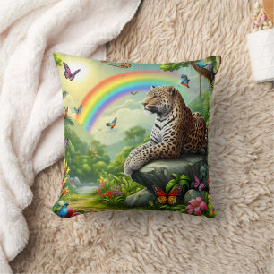 Coussin Vibe de léopard : Repos de la jungle artistique