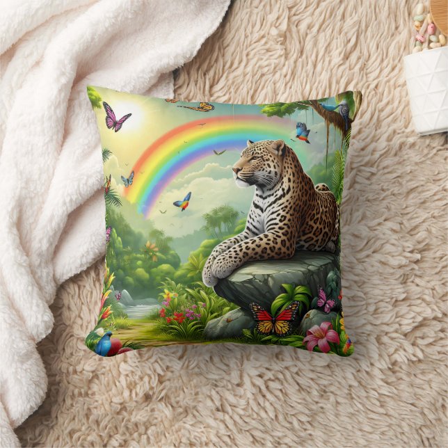 Coussin Vibe de léopard : Repos de la jungle artistique (Couverture)
