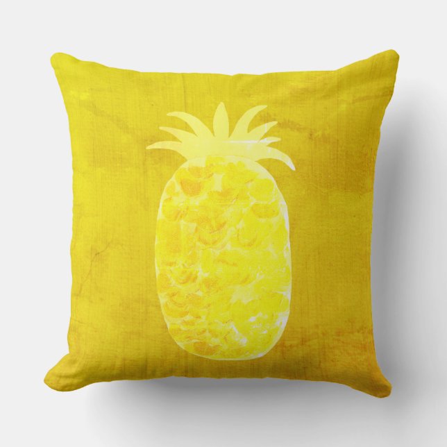 Coussin 'Vibe Île de l'ananas doré brillant  (Recto)