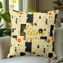 Vibes au sol - Noir, Orange et Crème Géométrique