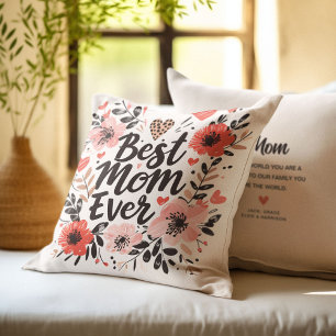 Coussin Vibes Boho Fleurs jolies 'Meilleure Maman'