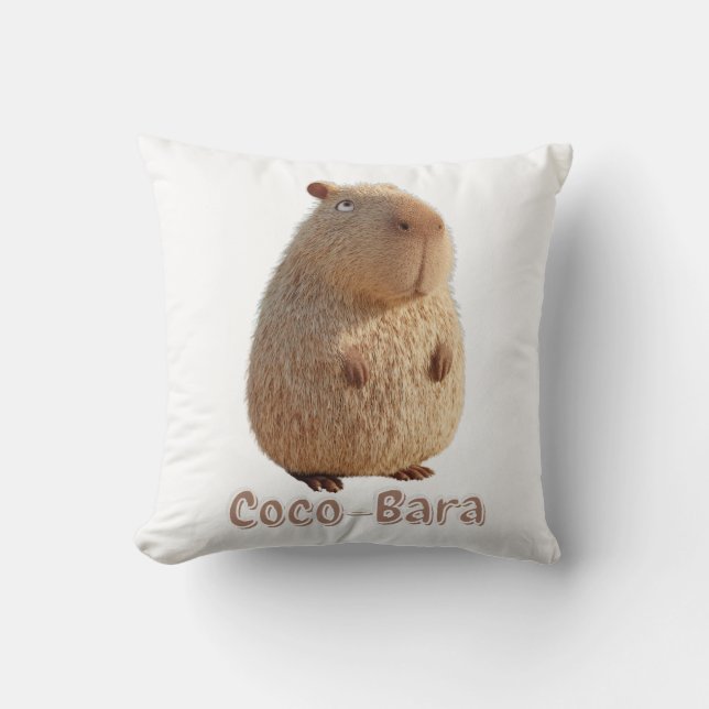 Coussin Vibes Coco-Bara. Coeur Capybara : Couture de coco (Recto)