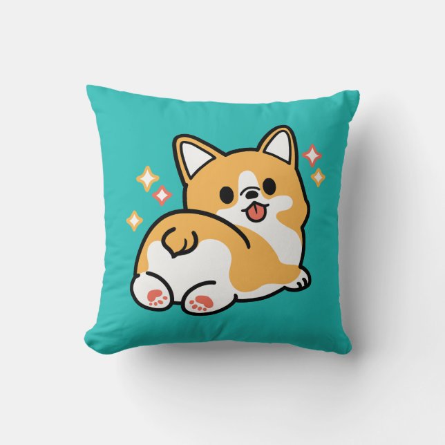Coussin Vibes Corgi Butt et Nap - Joli chien couché (Recto)