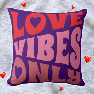 Coussin Vibes d'amour uniquement Typographie Super rose vi