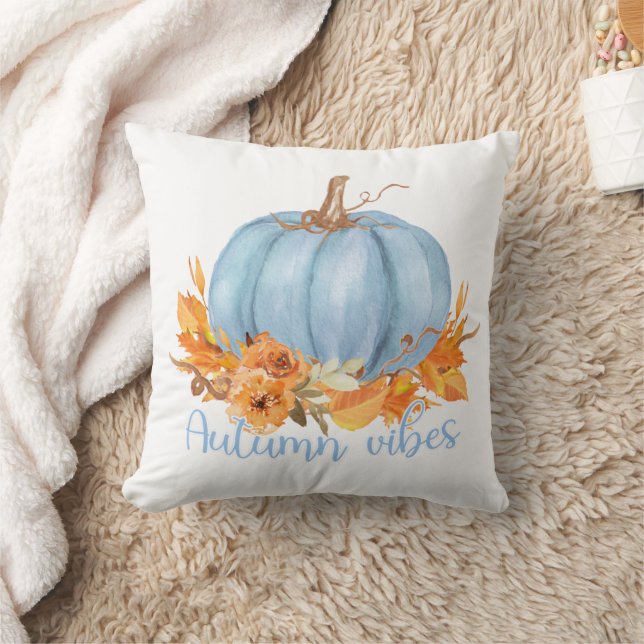 Coussin Vibes d'automne Citrouille bleu Jeu d'oreiller (Couverture)