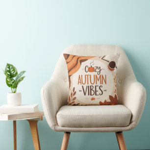 Coussin Vibes d'automne confortables - Design plat minimal