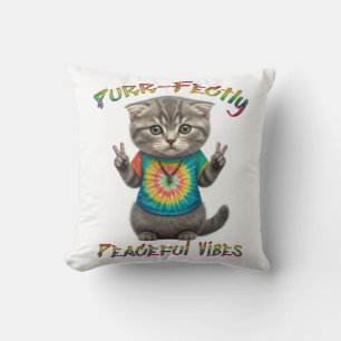 Coussin Vibes de chaton bohème hippie paisible