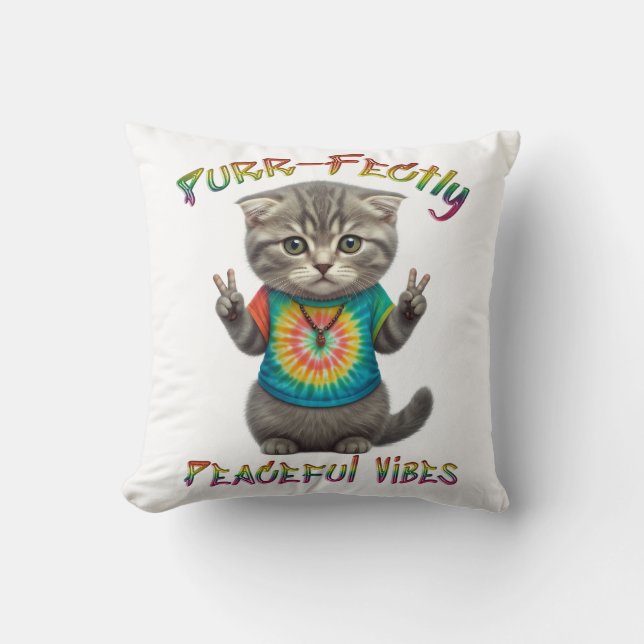 Coussin Vibes de chaton bohème hippie paisible  (Recto)