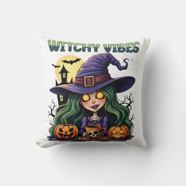 Coussin Vibes de cuisine avec Citrouilles et potion (Recto)
