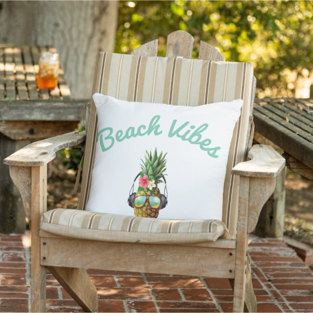 Coussin vibes de plage, ananas drôle été chic (Chaise)