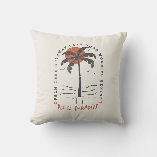 Coussin Vibes de plage Tropical Palm Tree Summer Sun Retro (Recto)