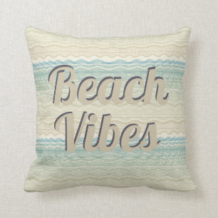 Coussin Vibes de plage Vagues beiges et bleues