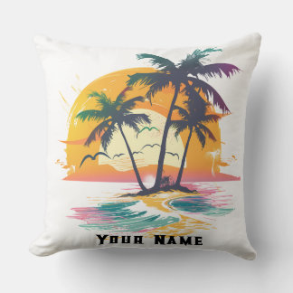 Coussin Vibes de soleil tropicales - Palmiers et conceptio
