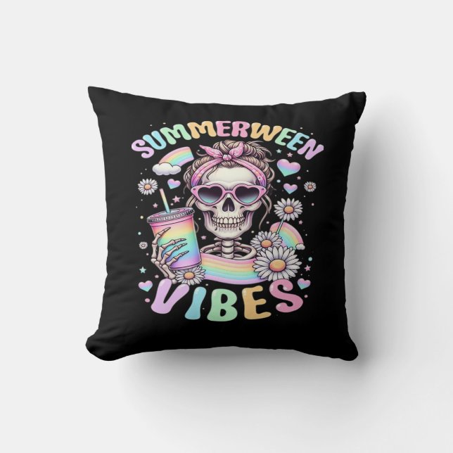 Coussin Vibes de Summerween Douce Fille Squelette Été Hall (Recto)
