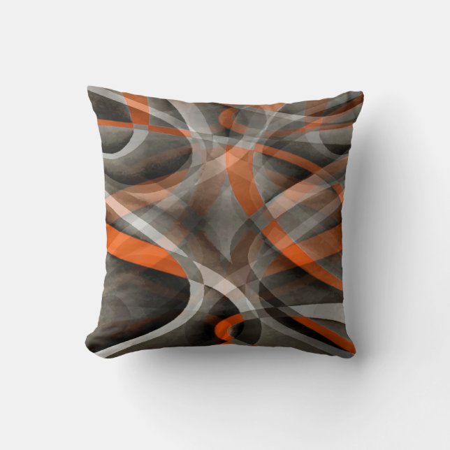 Coussin Vibes des années 80 brûlées orange et gris (Recto)